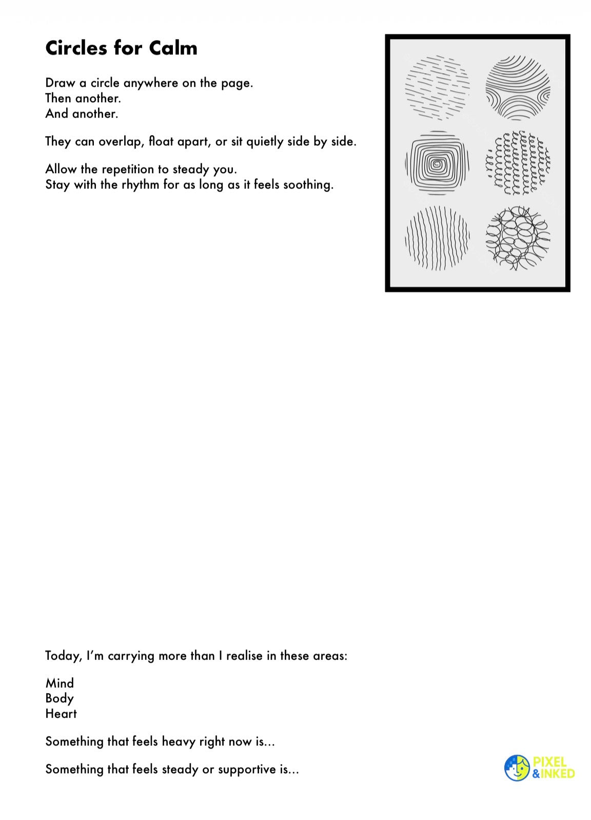 The Mindful Art Project – A Gentle Mindful Art Workbook for Calm & Reflection (Digital Download PDF)